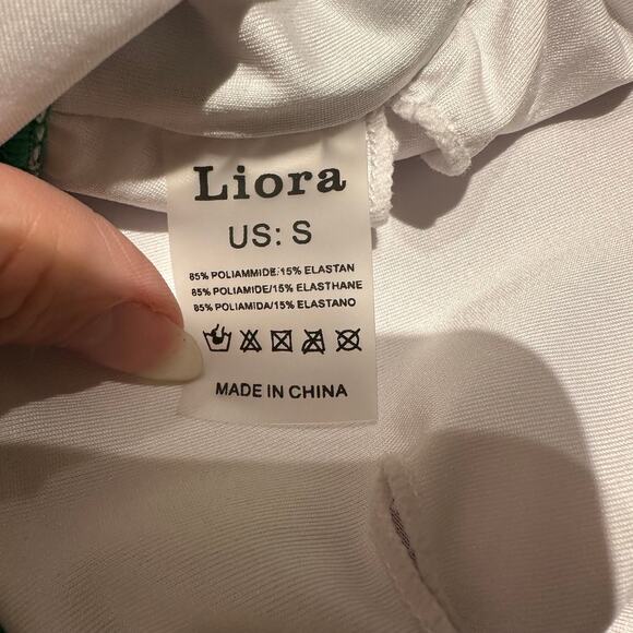 Liora Size Small Bikini Top White Green Palm Leaf Flowers Adjustable Straps Pool - Picture 3 of 7